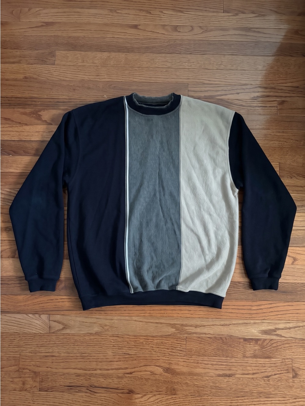 Knights Sportswear Color Block Knit Sweater Men’s XXL Black Gray Beige Pullover